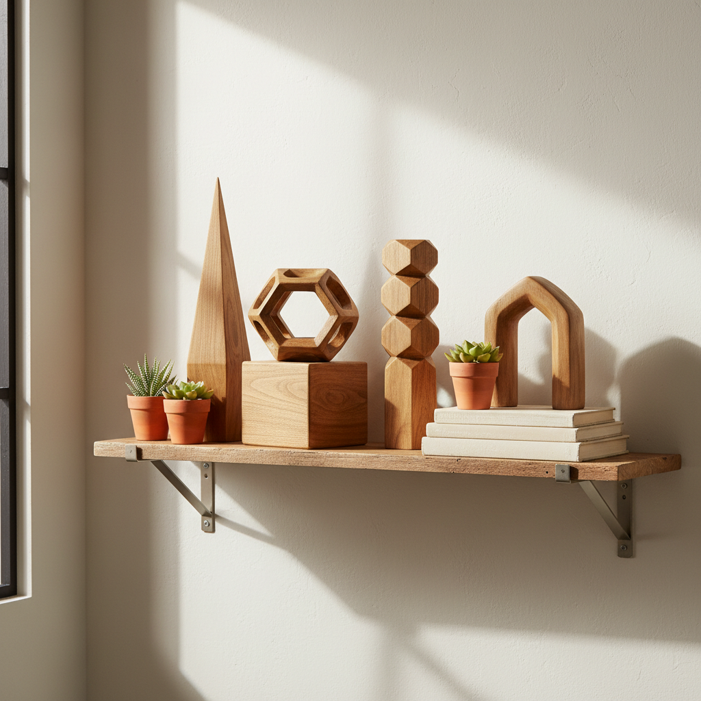 Wooden Geometric Shelf Decor Set